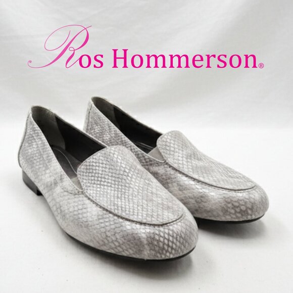 Ros Hommerson Loafers | Women's 8.5 N | Snake | Silver Gray | Leather | Regan - Picture 1 of 8
